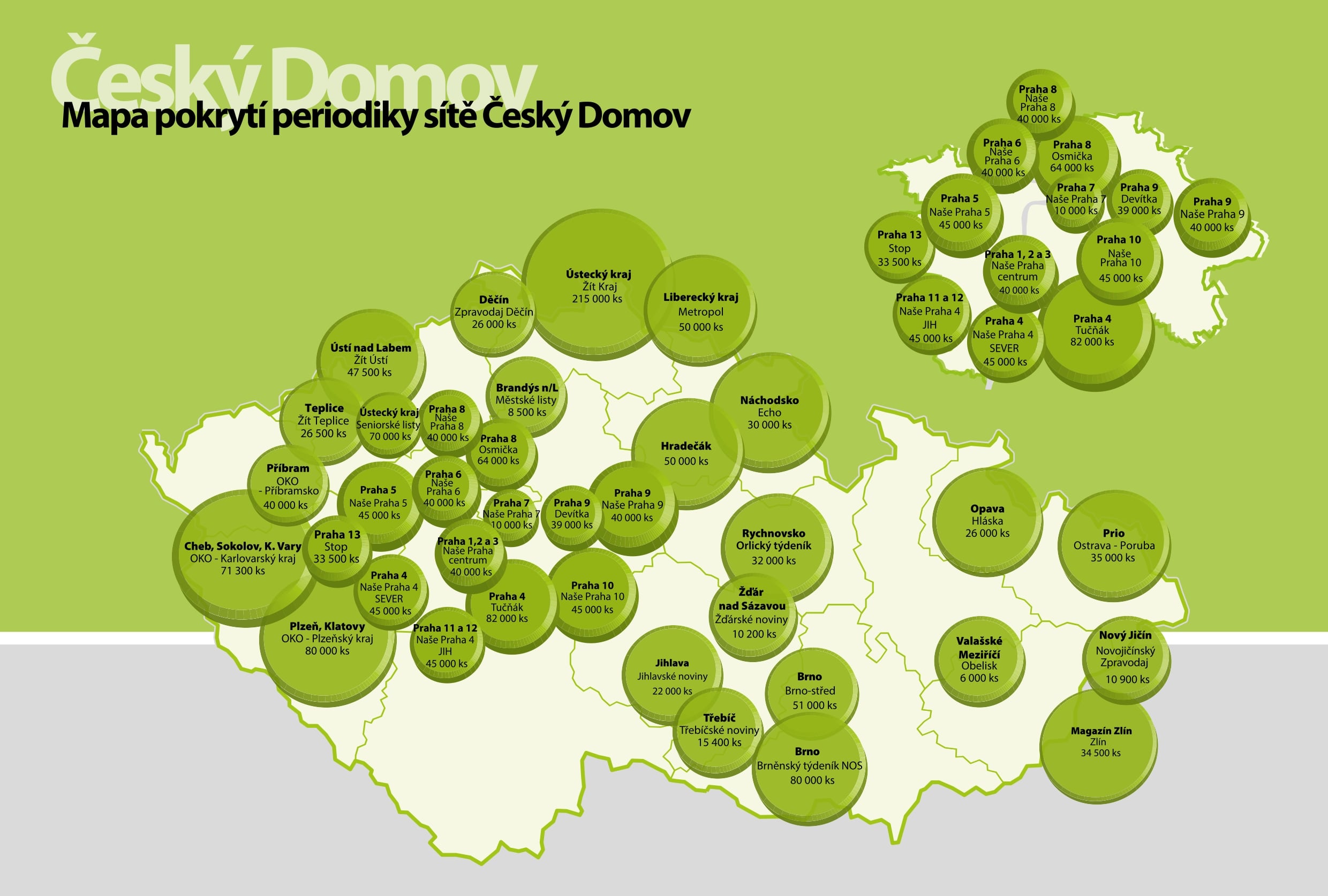 Mapa pokrytí periodiky sítě Český Domov
